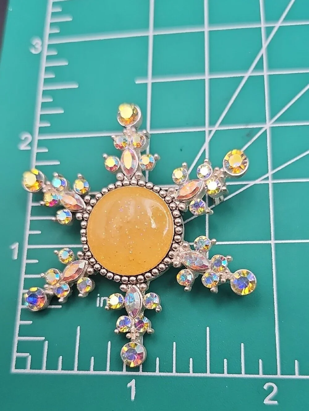 Aurora Yellow Starburst Crystal Brooch